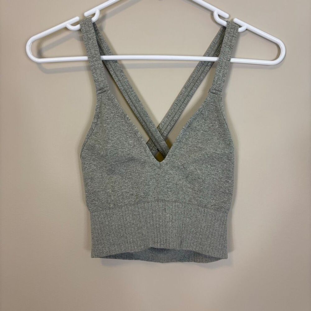 FreeโPeople Movement Heatheredโ Grey Criss Cross Cropped Workout Tank XS/S